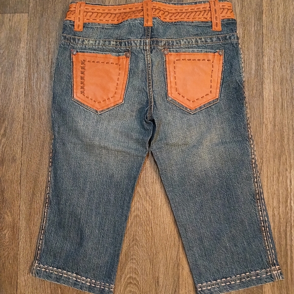 NWT My Tribe Leather and Copper Western Bermuda Jean Shorts. - Picture 7 of 13